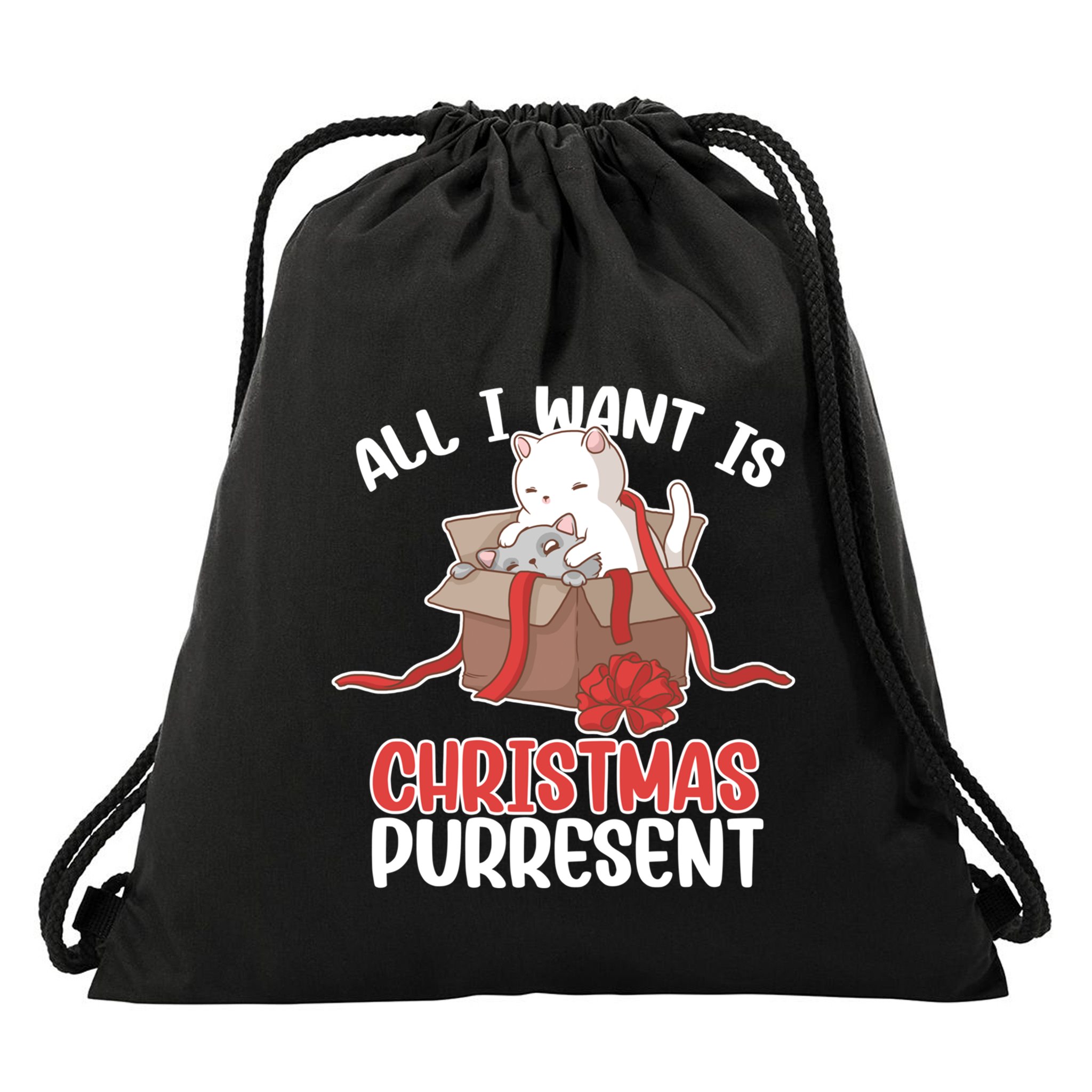 All I Want Is Christmas Purresent Kitten Cat Christmas Gift Drawstring Bag