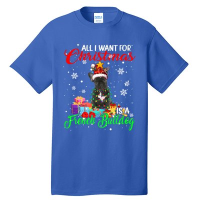 All I Want For Christmas Is A French Bulldog Santa Reindeer Gift Tall T-Shirt