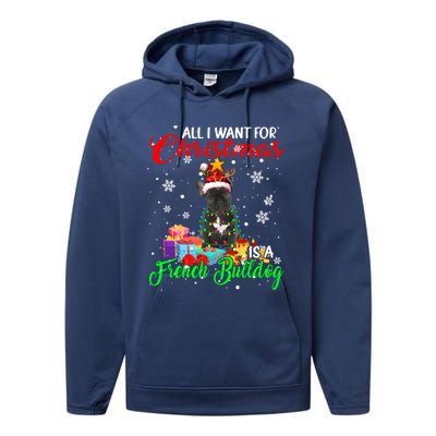 All I Want For Christmas Is A French Bulldog Santa Reindeer Gift Performance Fleece Hoodie