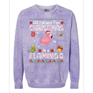 All I Want For Christmas Is A Flamingo Funny Xmas Holiday Funny Gift Colorblast Crewneck Sweatshirt