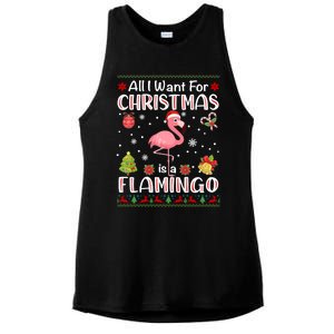 All I Want For Christmas Is A Flamingo Funny Xmas Holiday Funny Gift Ladies PosiCharge Tri-Blend Wicking Tank