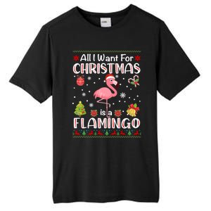 All I Want For Christmas Is A Flamingo Funny Xmas Holiday Funny Gift Tall Fusion ChromaSoft Performance T-Shirt