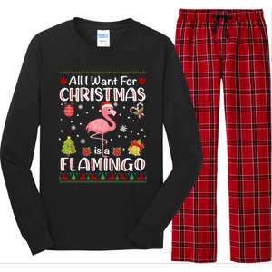 All I Want For Christmas Is A Flamingo Funny Xmas Holiday Funny Gift Long Sleeve Pajama Set