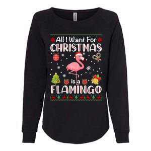 All I Want For Christmas Is A Flamingo Funny Xmas Holiday Funny Gift Womens California Wash Sweatshirt