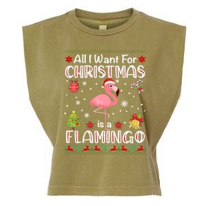 All I Want For Christmas Is A Flamingo Funny Xmas Holiday Funny Gift Garment-Dyed Women's Muscle Tee