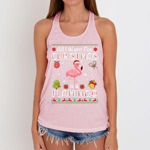 All I Want For Christmas Is A Flamingo Funny Xmas Holiday Funny Gift Women's Knotted Racerback Tank