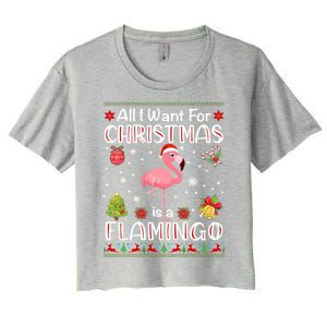 All I Want For Christmas Is A Flamingo Funny Xmas Holiday Funny Gift Women's Crop Top Tee