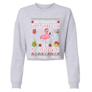 All I Want For Christmas Is A Flamingo Funny Xmas Holiday Funny Gift Cropped Pullover Crew