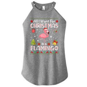 All I Want For Christmas Is A Flamingo Funny Xmas Holiday Funny Gift Women's Perfect Tri Rocker Tank