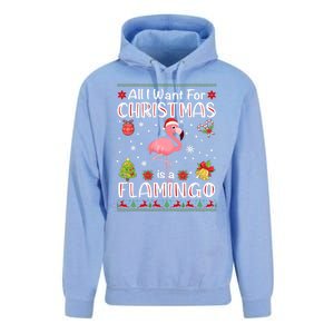 All I Want For Christmas Is A Flamingo Funny Xmas Holiday Funny Gift Unisex Surf Hoodie