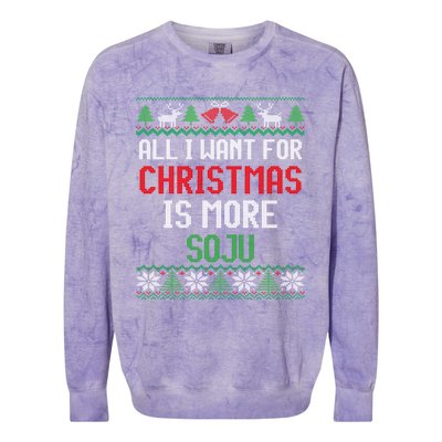 All I Want Is More Soju South Korean Alcohol Ugly Christmas Gift Colorblast Crewneck Sweatshirt