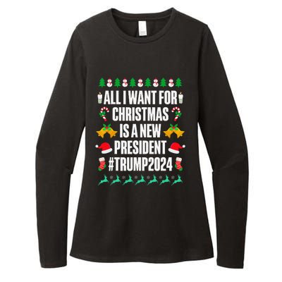 All I Want For Christmas Is A New President Trump 2024 Xmas Womens CVC Long Sleeve Shirt