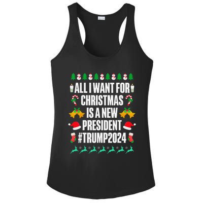 All I Want For Christmas Is A New President Trump 2024 Xmas Ladies PosiCharge Competitor Racerback Tank