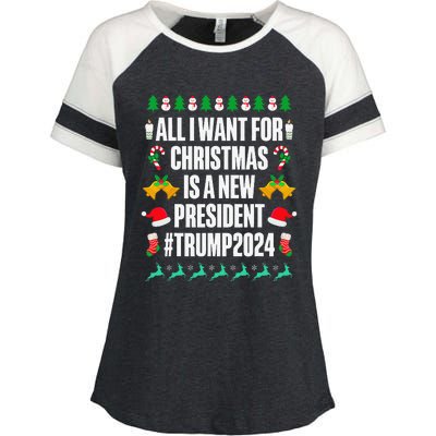 All I Want For Christmas Is A New President Trump 2024 Xmas Enza Ladies Jersey Colorblock Tee