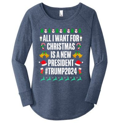 All I Want For Christmas Is A New President Trump 2024 Xmas Women's Perfect Tri Tunic Long Sleeve Shirt