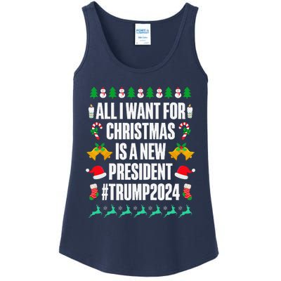 All I Want For Christmas Is A New President Trump 2024 Xmas Ladies Essential Tank