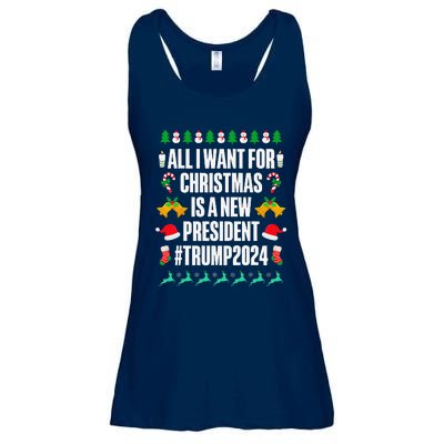 All I Want For Christmas Is A New President Trump 2024 Xmas Ladies Essential Flowy Tank