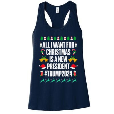 All I Want For Christmas Is A New President Trump 2024 Xmas Women's Racerback Tank