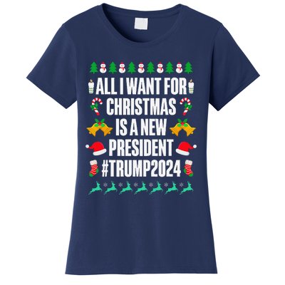 All I Want For Christmas Is A New President Trump 2024 Xmas Women's T-Shirt