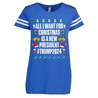 All I Want For Christmas Is A New President Trump 2024 Xmas Enza Ladies Jersey Football T-Shirt