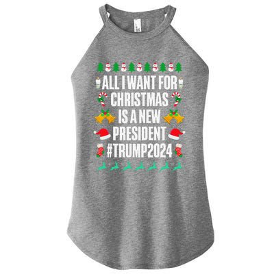 All I Want For Christmas Is A New President Trump 2024 Xmas Women's Perfect Tri Rocker Tank