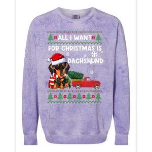 All I Want For Christmas Is Dachshund Ugly Christmas Sweater Gift Colorblast Crewneck Sweatshirt