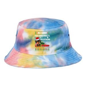 All I Want For Christmas Is Dachshund Ugly Christmas Sweater Gift Tie Dye Newport Bucket Hat