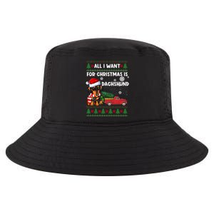 All I Want For Christmas Is Dachshund Ugly Christmas Sweater Gift Cool Comfort Performance Bucket Hat