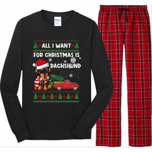 All I Want For Christmas Is Dachshund Ugly Christmas Sweater Gift Long Sleeve Pajama Set