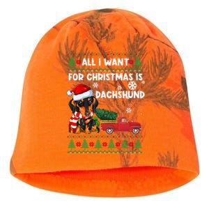 All I Want For Christmas Is Dachshund Ugly Christmas Sweater Gift Kati - Camo Knit Beanie