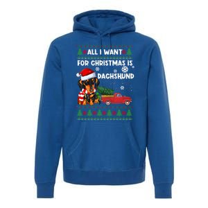 All I Want For Christmas Is Dachshund Ugly Christmas Sweater Gift Premium Hoodie