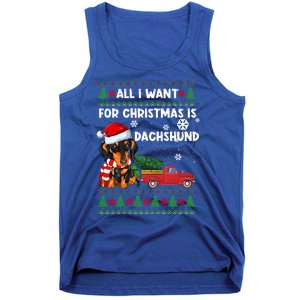 All I Want For Christmas Is Dachshund Ugly Christmas Sweater Gift Tank Top