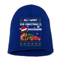 All I Want For Christmas Is Dachshund Ugly Christmas Sweater Gift Short Acrylic Beanie