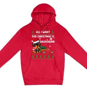 All I Want For Christmas Is Dachshund Ugly Christmas Sweater Gift Premium Pullover Hoodie