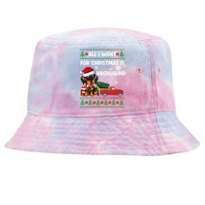 All I Want For Christmas Is Dachshund Ugly Christmas Sweater Gift Tie-Dyed Bucket Hat