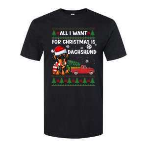 All I Want For Christmas Is Dachshund Ugly Christmas Sweater Gift Softstyle CVC T-Shirt