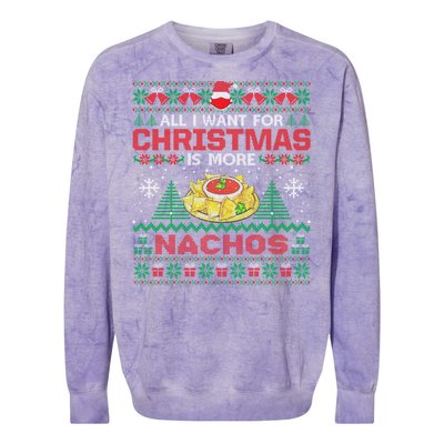 All I Want Is Nachos Christmas Pajama Mexican Food Party Colorblast Crewneck Sweatshirt