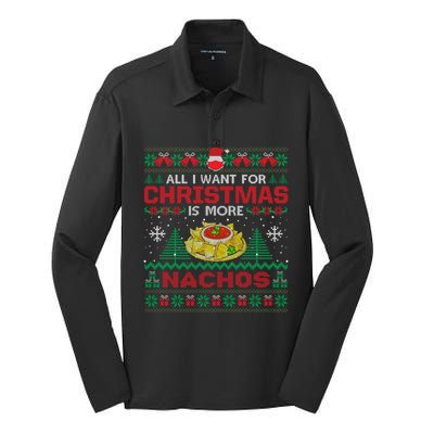 All I Want Is Nachos Christmas Pajama Mexican Food Party Silk Touch Performance Long Sleeve Polo