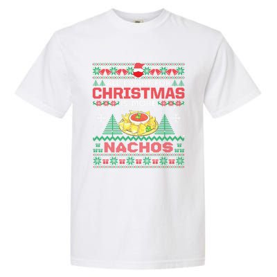 All I Want Is Nachos Christmas Pajama Mexican Food Party Garment-Dyed Heavyweight T-Shirt