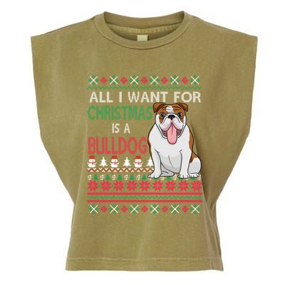 All I Want For Christmas Is A Bulldog Gift Garment-Dyed Women's Muscle Tee