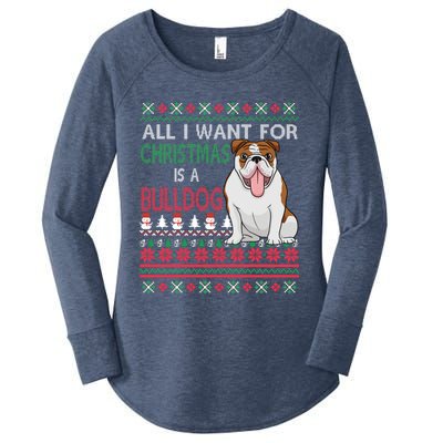 All I Want For Christmas Is A Bulldog Gift Women's Perfect Tri Tunic Long Sleeve Shirt