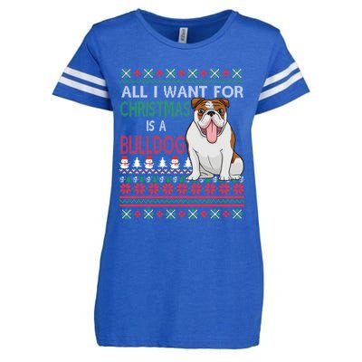 All I Want For Christmas Is A Bulldog Gift Enza Ladies Jersey Football T-Shirt