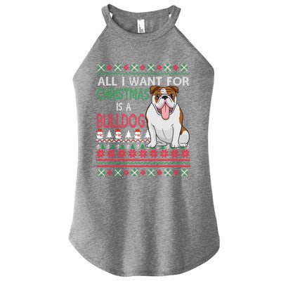 All I Want For Christmas Is A Bulldog Gift Women’s Perfect Tri Rocker Tank