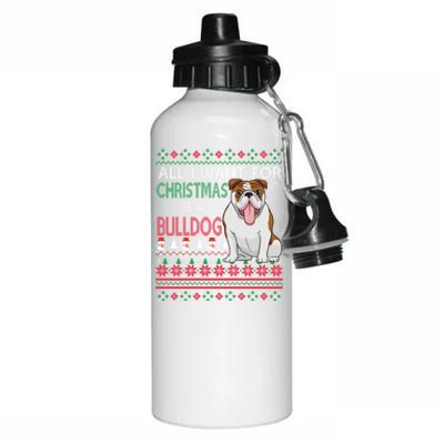 All I Want For Christmas Is A Bulldog Gift Aluminum Water Bottle 