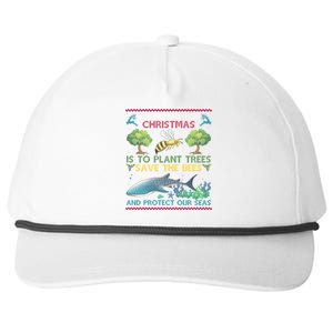 All I Want For Christmas Plant Trees Save Bees Protect Seas Gift Snapback Five-Panel Rope Hat