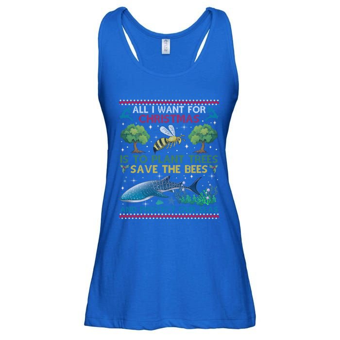 All I Want For Christmas Plant Trees Save Bees Protect Seas Gift Ladies Essential Flowy Tank