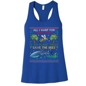 All I Want For Christmas Plant Trees Save Bees Protect Seas Gift Women's Racerback Tank