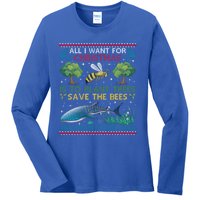 All I Want For Christmas Plant Trees Save Bees Protect Seas Gift Ladies Long Sleeve Shirt