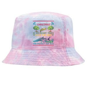 All I Want For Christmas Plant Trees Save Bees Protect Seas Gift Tie-Dyed Bucket Hat