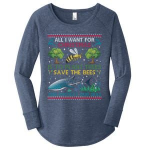 All I Want For Christmas Plant Trees Save Bees Protect Seas Gift Women's Perfect Tri Tunic Long Sleeve Shirt